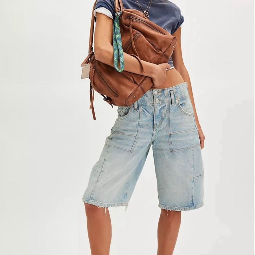 Free People Extreme Measures Barrel Jean Shorts 30